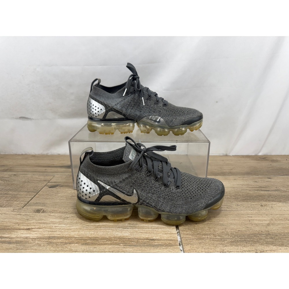 Nike Air VaporMax 2 Flyknit Dark Grey Metallic‎ Silver 942843-013 Womens Size 9